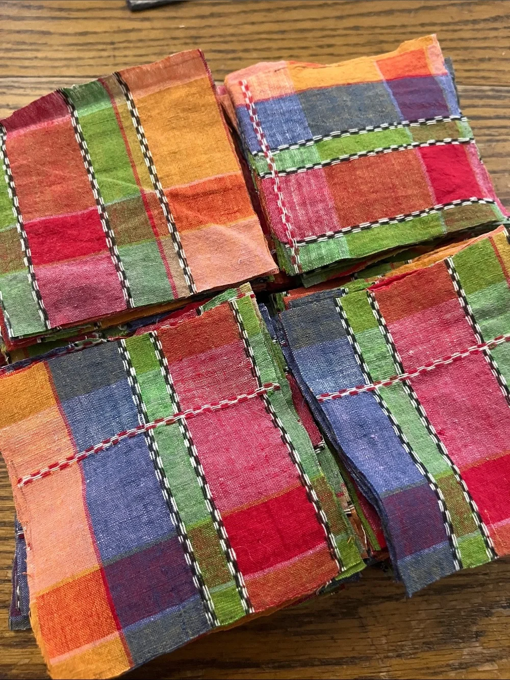 Quilt patchwork Colorful Plaid Cotton Set of Multicolor Squares